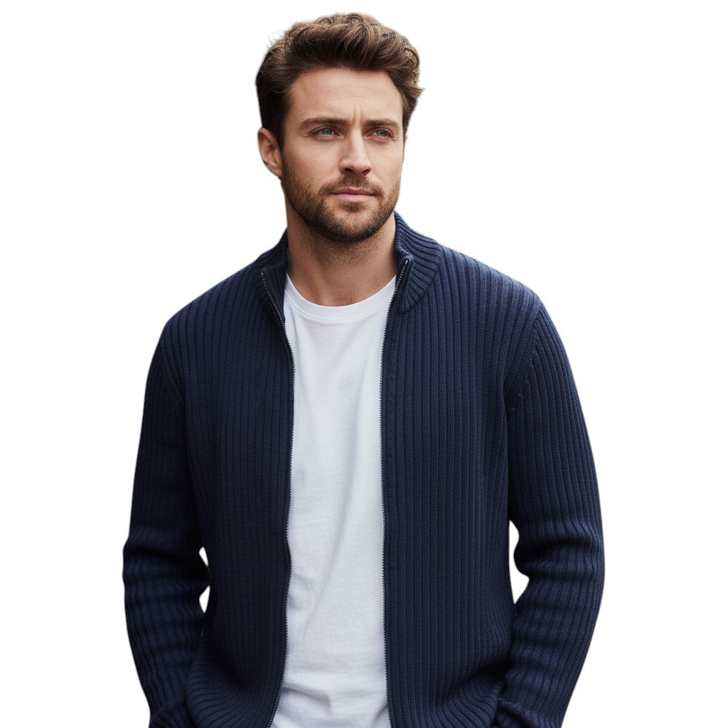 B Unique Fashions - Stylish Zippered Fall Cardigan for Men-STYLAAR-B Unique Fashions