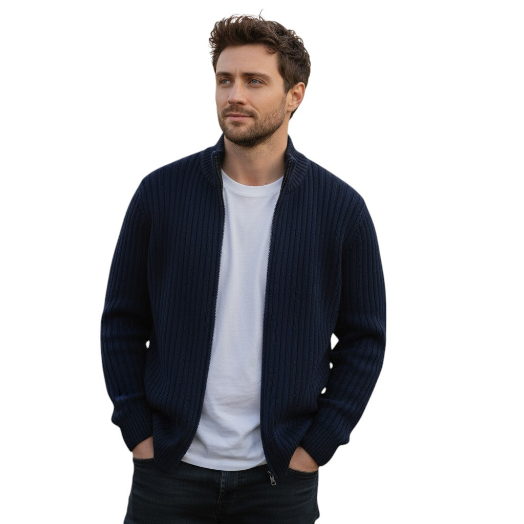 B Unique Fashions - Stylish Zippered Fall Cardigan for Men-STYLAAR-B Unique Fashions