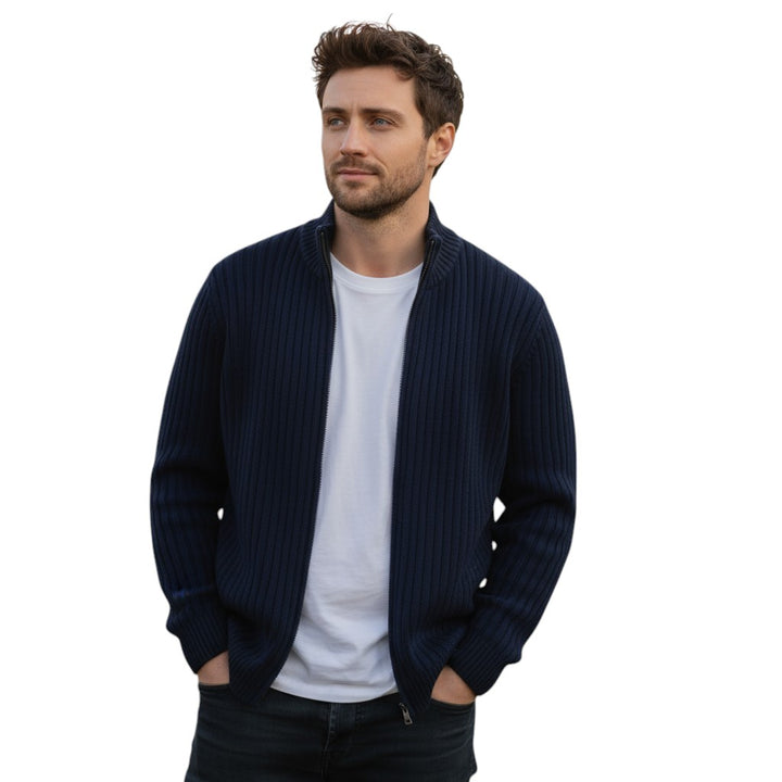 B Unique Fashions - Stylish Zippered Fall Cardigan for Men-STYLAAR-B Unique Fashions