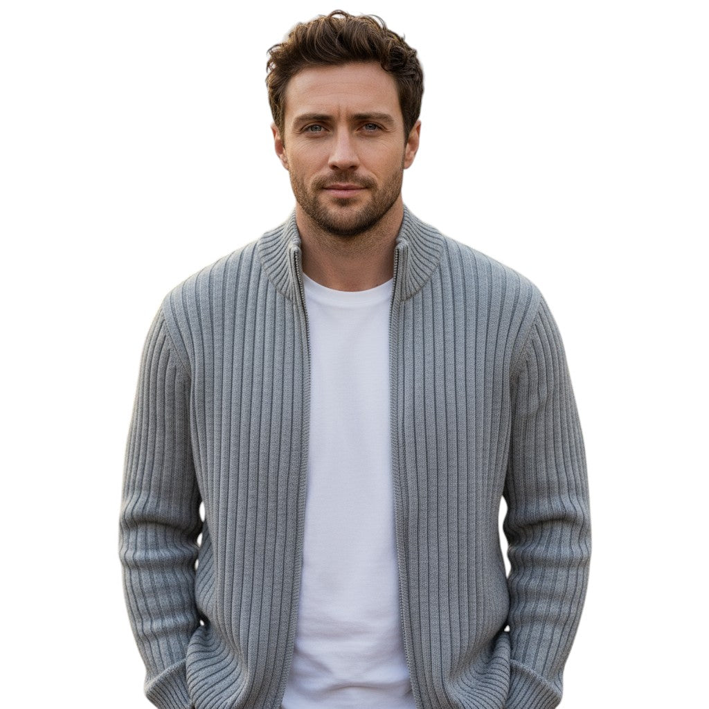 B Unique Fashions - Stylish Zippered Fall Cardigan for Men-STYLAAR-B Unique Fashions
