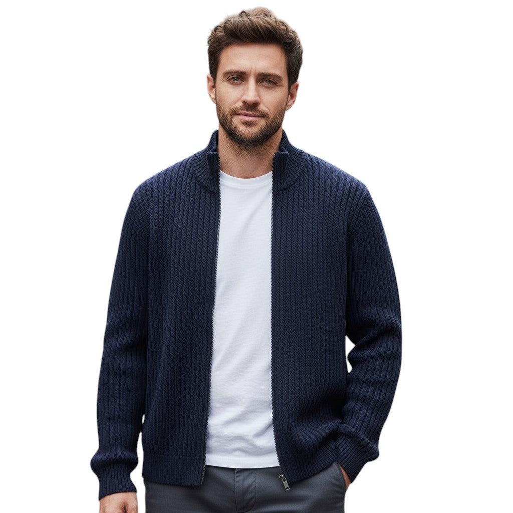 B Unique Fashions - Stylish Zippered Fall Cardigan for Men-STYLAAR-B Unique Fashions
