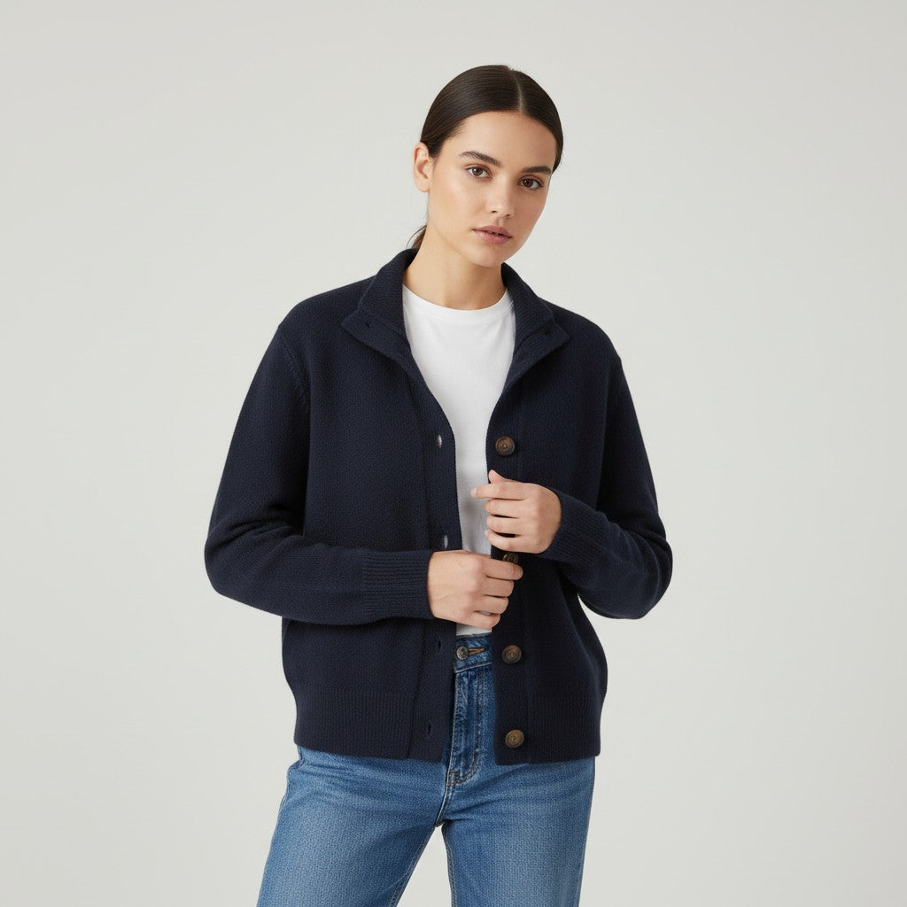 B Unique Fashions Women’s Cashmere Wool Vest with Collar and Buttons-B Unique Fashions