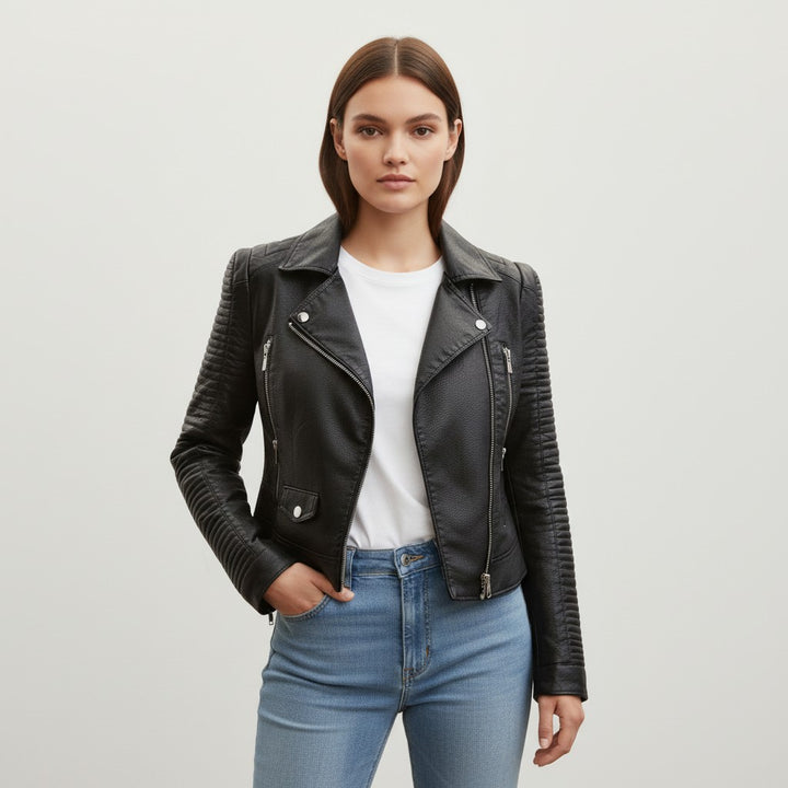 B Unique Fashions Women’s Classic Faux Leather Jacket-B Unique Fashions