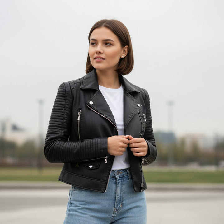 B Unique Fashions Women’s Classic Faux Leather Jacket-B Unique Fashions