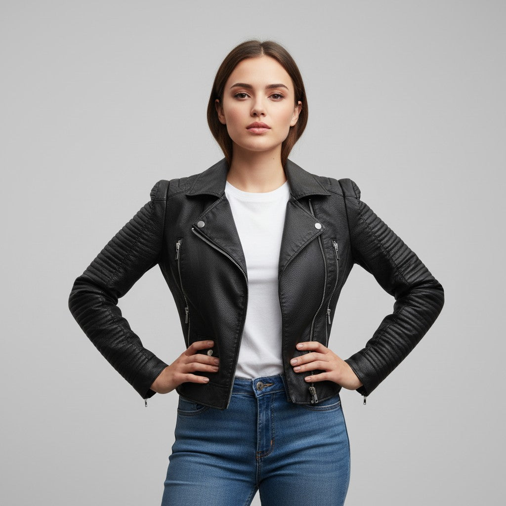 B Unique Fashions Women’s Classic Faux Leather Jacket-B Unique Fashions