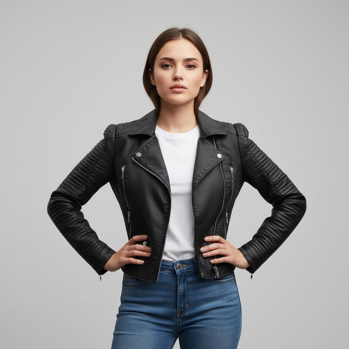 B Unique Fashions Women’s Classic Faux Leather Jacket-B Unique Fashions