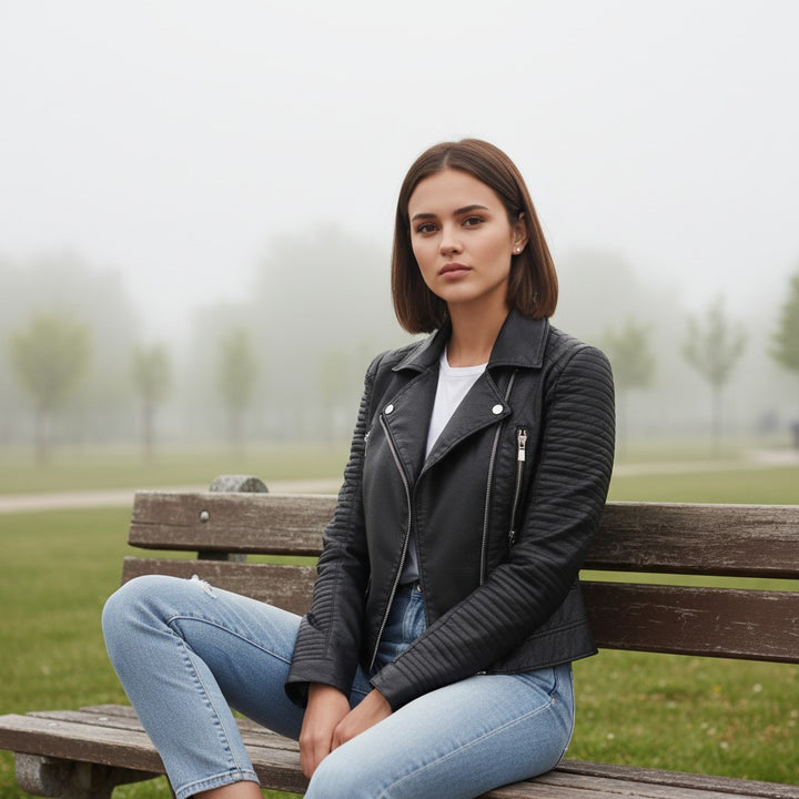B Unique Fashions Women’s Classic Faux Leather Jacket-B Unique Fashions