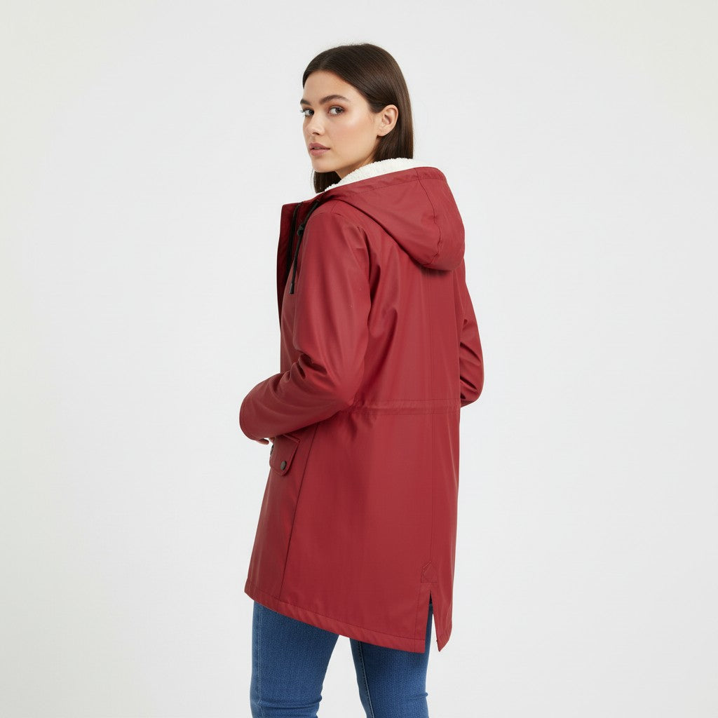 B Unique Fashions Women’s Waterproof Hooded Trench Coat with Fleece Lining-B Unique Fashions