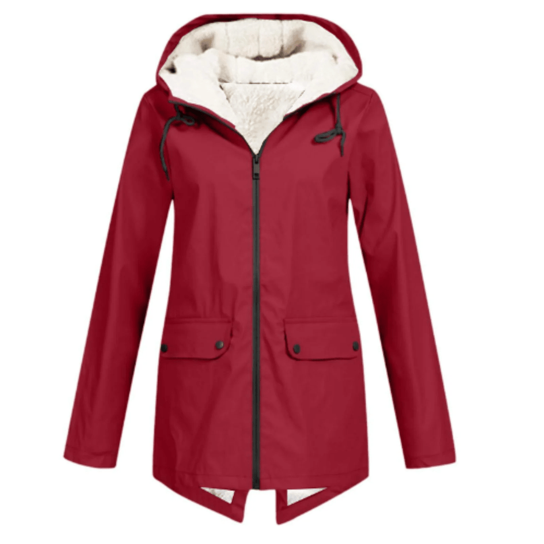 B Unique Fashions Women’s Waterproof Hooded Trench Coat with Fleece Lining-B Unique Fashions