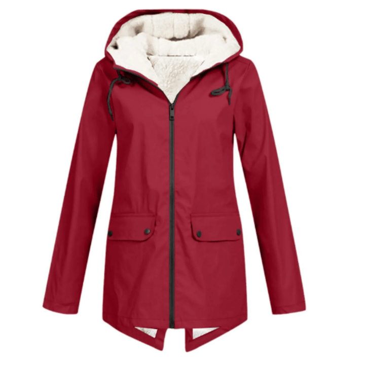 B Unique Fashions Women’s Waterproof Hooded Trench Coat with Fleece Lining-B Unique Fashions