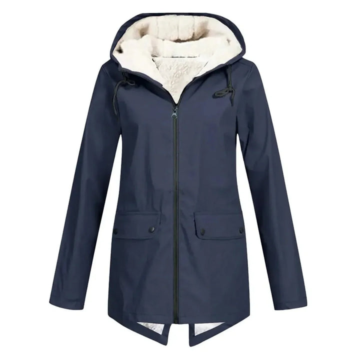 B Unique Fashions Women’s Waterproof Hooded Trench Coat with Fleece Lining-B Unique Fashions