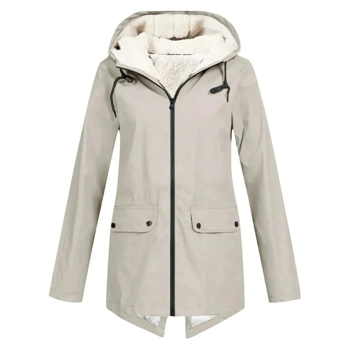 B Unique Fashions Women’s Waterproof Hooded Trench Coat with Fleece Lining-B Unique Fashions