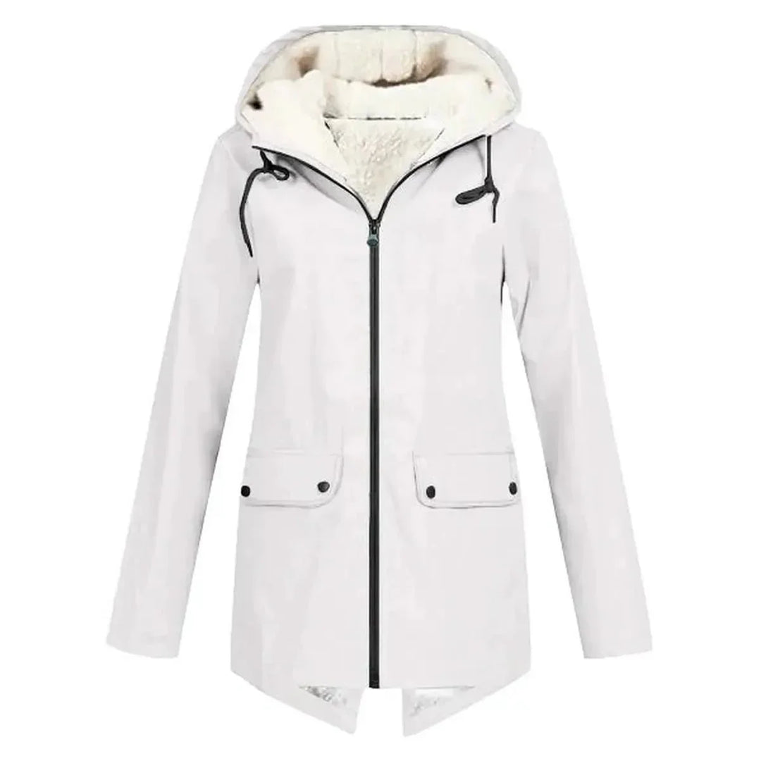 B Unique Fashions Women’s Waterproof Hooded Trench Coat with Fleece Lining-B Unique Fashions