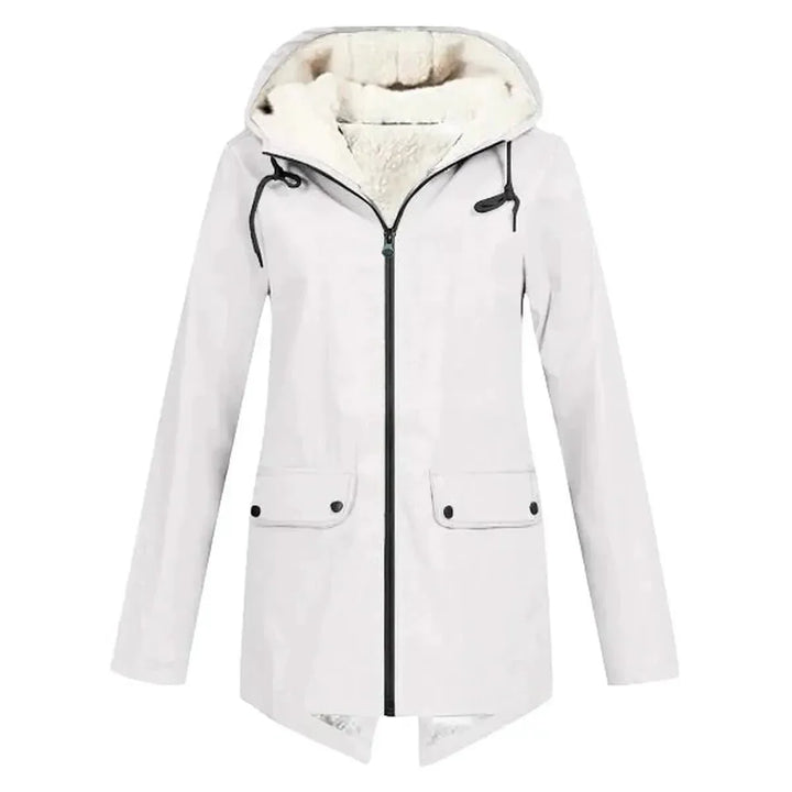 B Unique Fashions Women’s Waterproof Hooded Trench Coat with Fleece Lining-B Unique Fashions