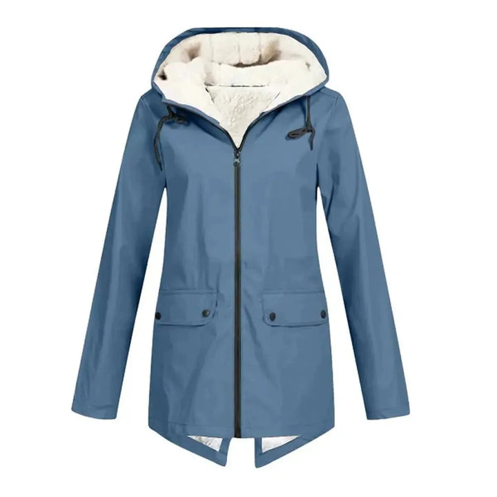 B Unique Fashions Women’s Waterproof Hooded Trench Coat with Fleece Lining-B Unique Fashions