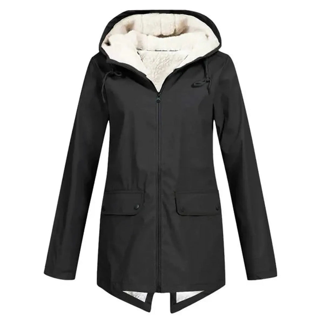 B Unique Fashions Women’s Waterproof Hooded Trench Coat with Fleece Lining-B Unique Fashions