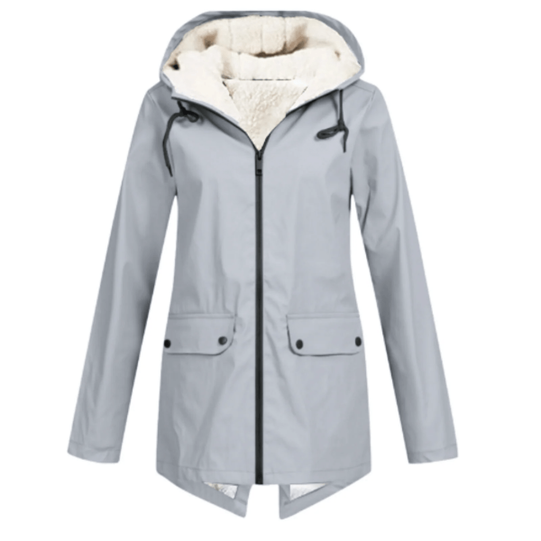 B Unique Fashions Women’s Waterproof Hooded Trench Coat with Fleece Lining-B Unique Fashions