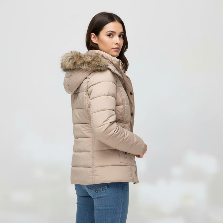 B Unique Fashions Women’s Winter Jacket with Fur-Trimmed Collar-B Unique Fashions