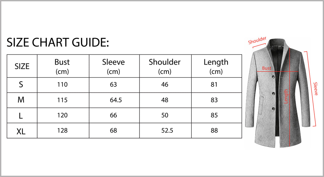 B Unique Fashions - Long Tailored Men’s Coat