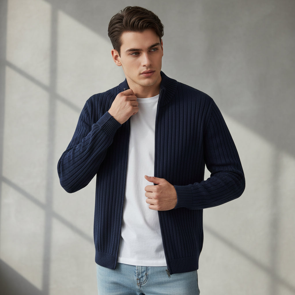 B Unique Fashions - Stylish Zippered Fall Cardigan for Men