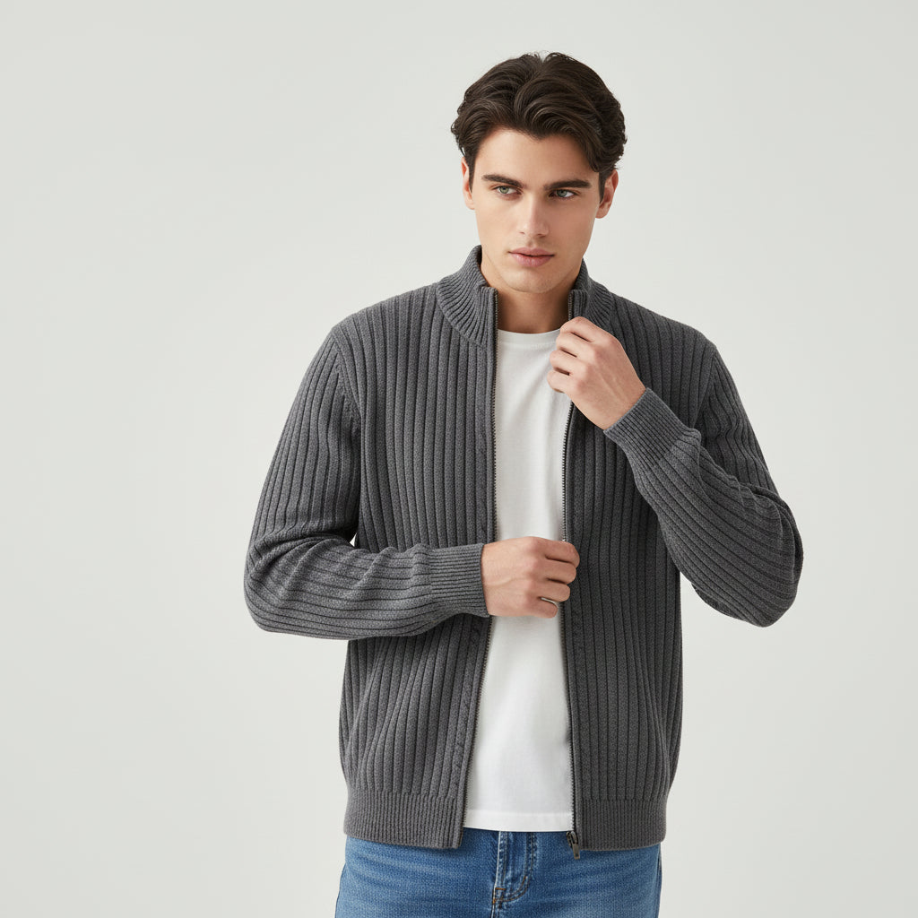 B Unique Fashions - Stylish Zippered Fall Cardigan for Men