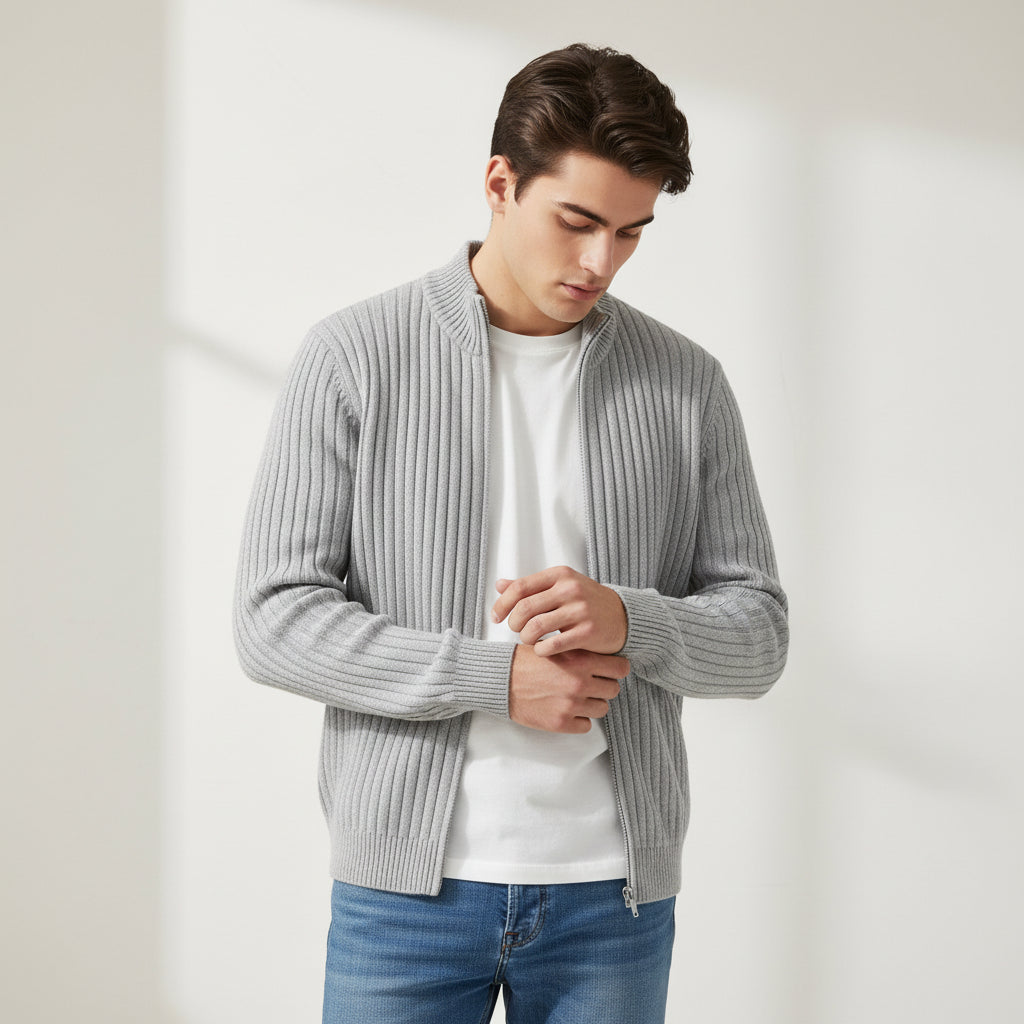 B Unique Fashions - Stylish Zippered Fall Cardigan for Men