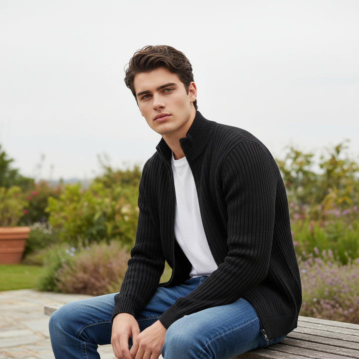 B Unique Fashions - Stylish Zippered Fall Cardigan for Men