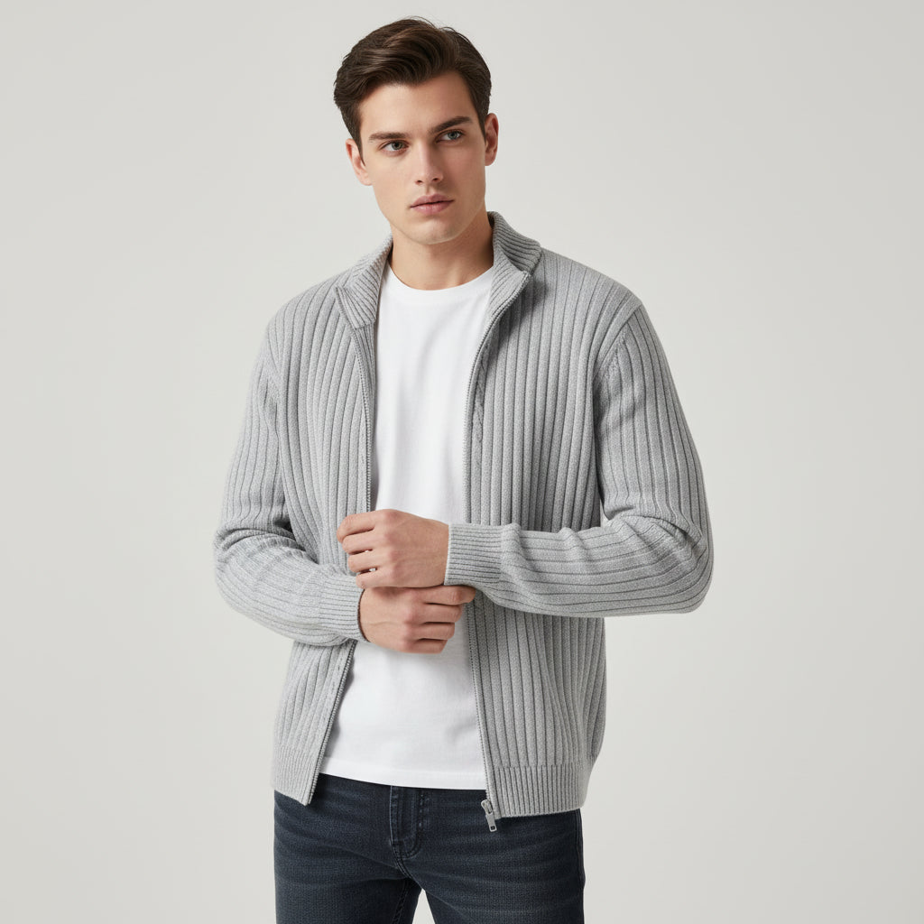 B Unique Fashions - Stylish Zippered Fall Cardigan for Men