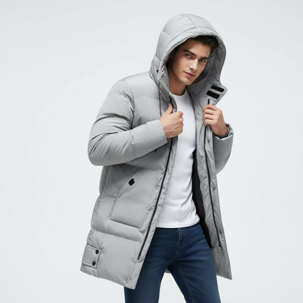 B Unique Fashions Men’s Long Puffer Winter Jacket