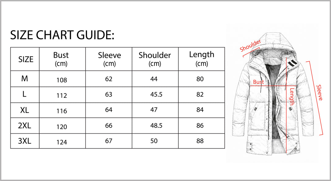 B Unique Fashions Men’s Long Puffer Winter Jacket