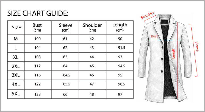 B Unique Fashions Men’s Long Winter Coat