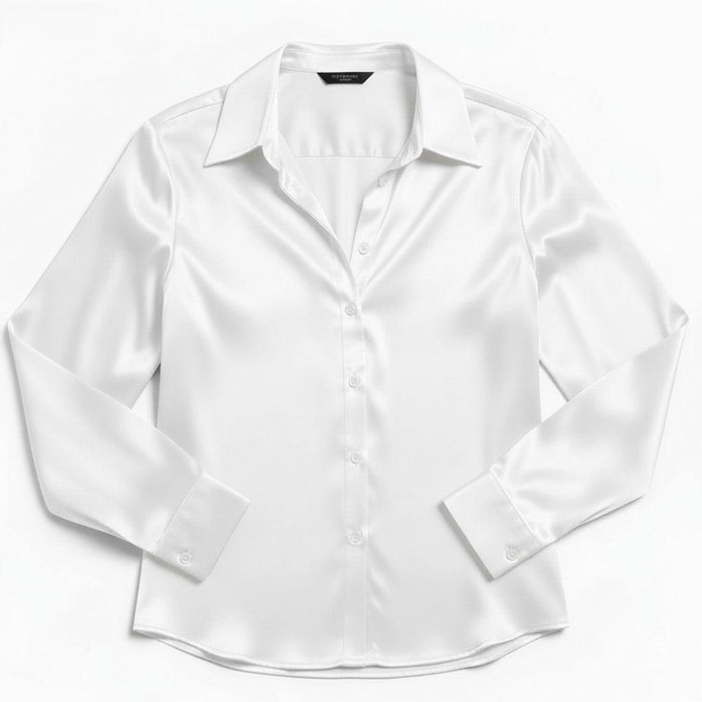B Unique Fashions Women’s Satin Button-Up Blouse