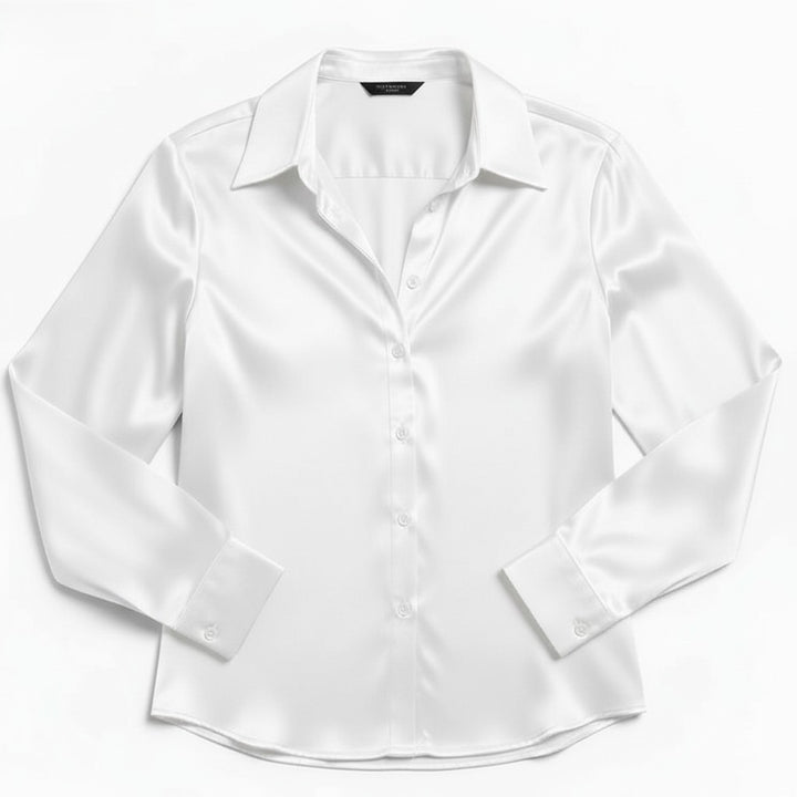 B Unique Fashions Women’s Satin Button-Up Blouse