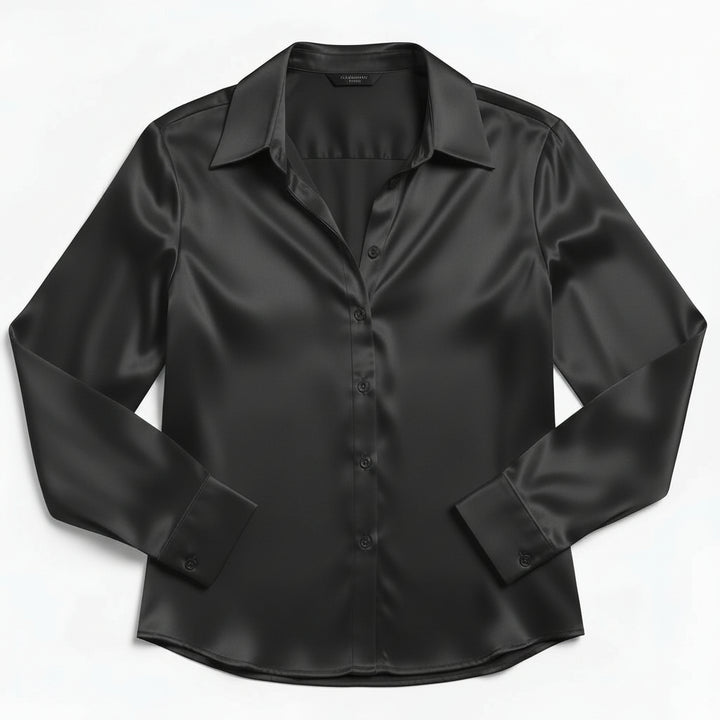 B Unique Fashions Women’s Satin Button-Up Blouse