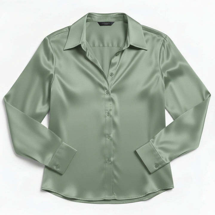 B Unique Fashions Women’s Satin Button-Up Blouse