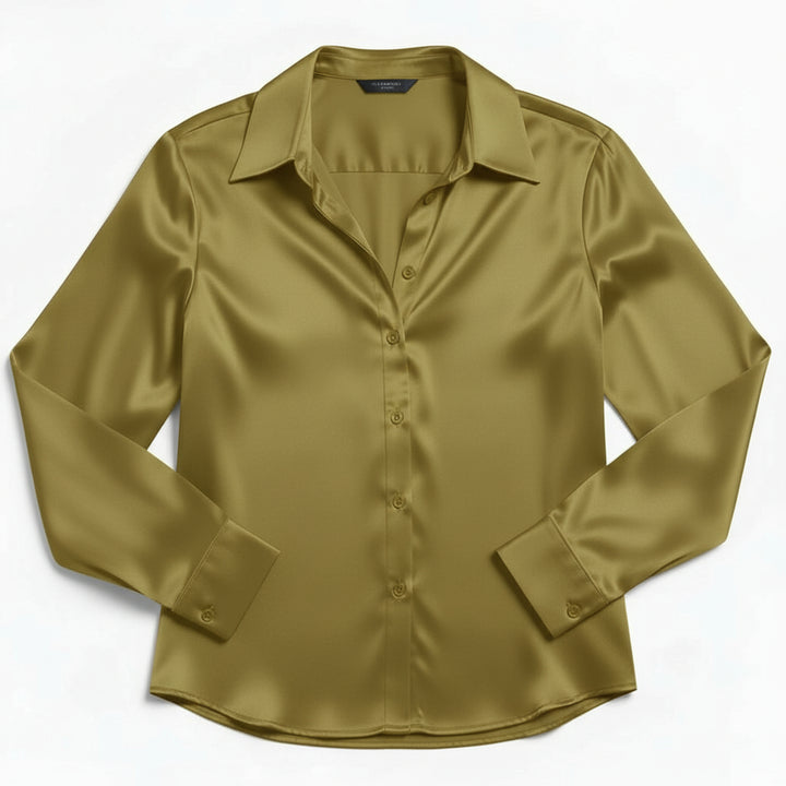 B Unique Fashions Women’s Satin Button-Up Blouse