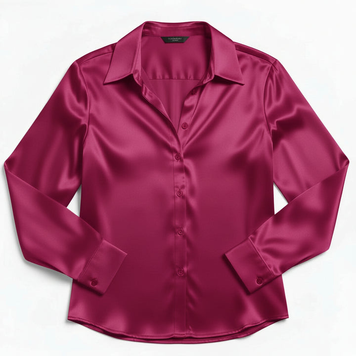 B Unique Fashions Women’s Satin Button-Up Blouse