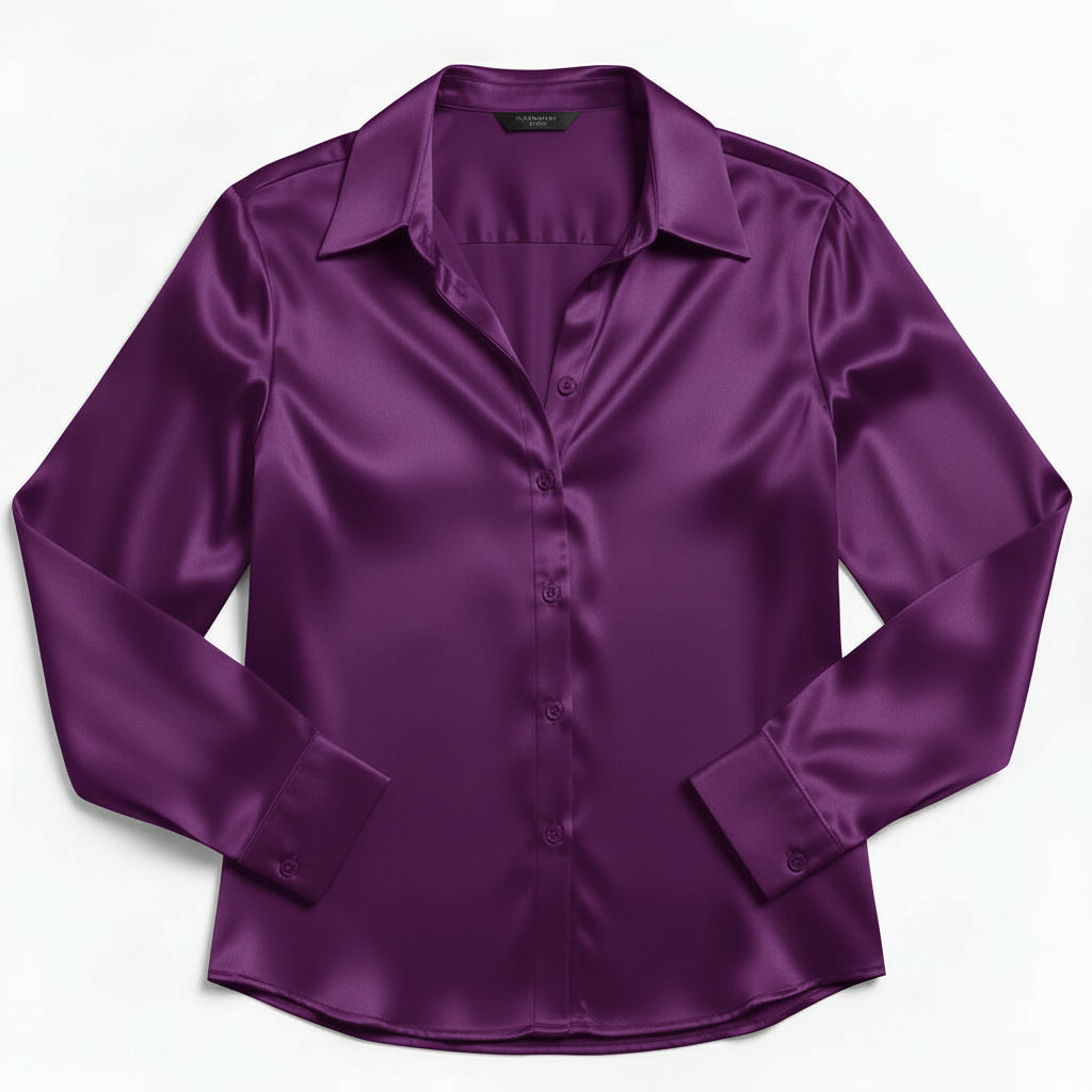 B Unique Fashions Women’s Satin Button-Up Blouse