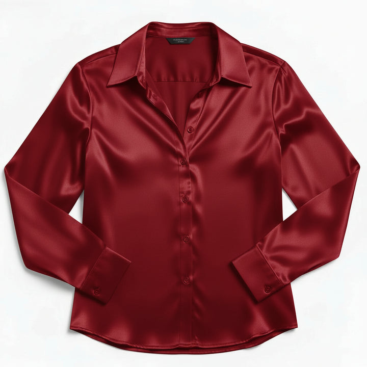 B Unique Fashions Women’s Satin Button-Up Blouse