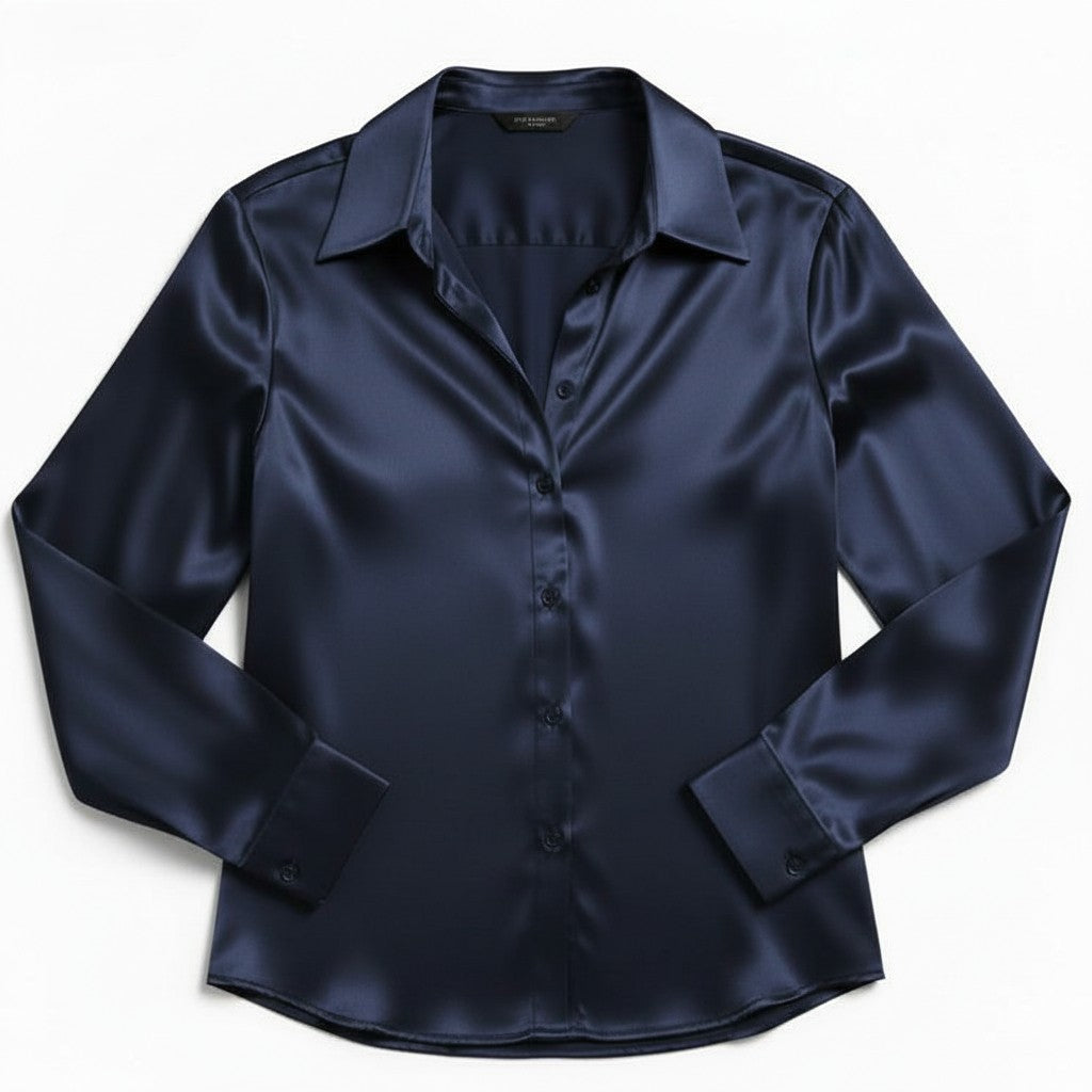 B Unique Fashions Women’s Satin Button-Up Blouse