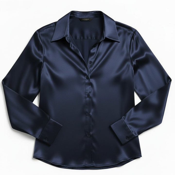 B Unique Fashions Women’s Satin Button-Up Blouse