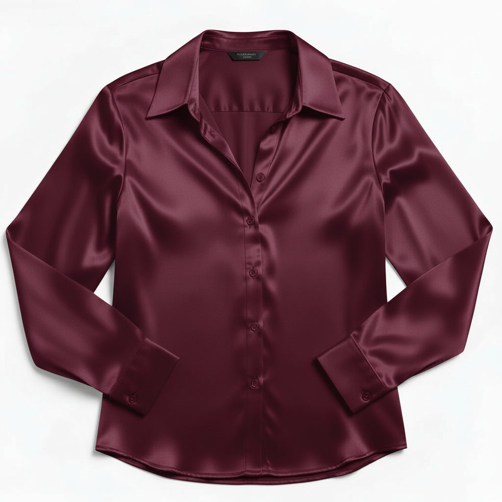 B Unique Fashions Women’s Satin Button-Up Blouse