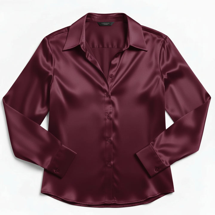 B Unique Fashions Women’s Satin Button-Up Blouse