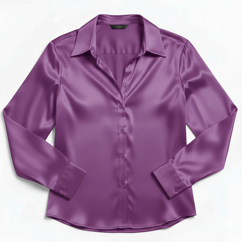 B Unique Fashions Women’s Satin Button-Up Blouse