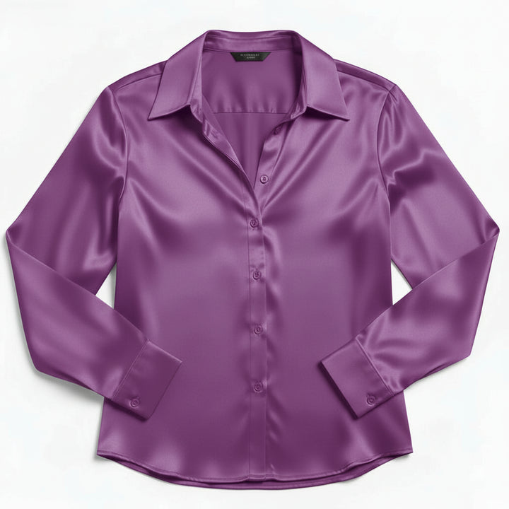 B Unique Fashions Women’s Satin Button-Up Blouse