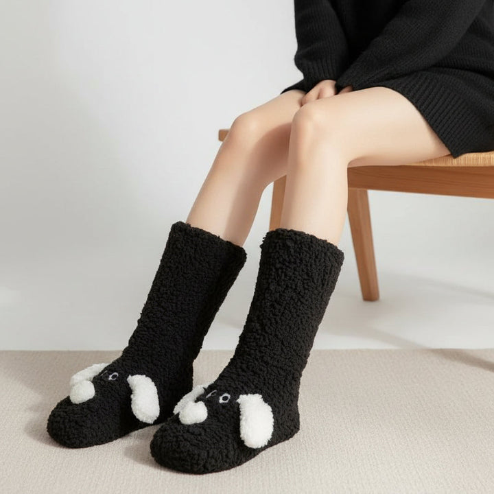 Cartoon Dog Plush Floor Socks for Cozy Winter Comfort-B Unique Fashions