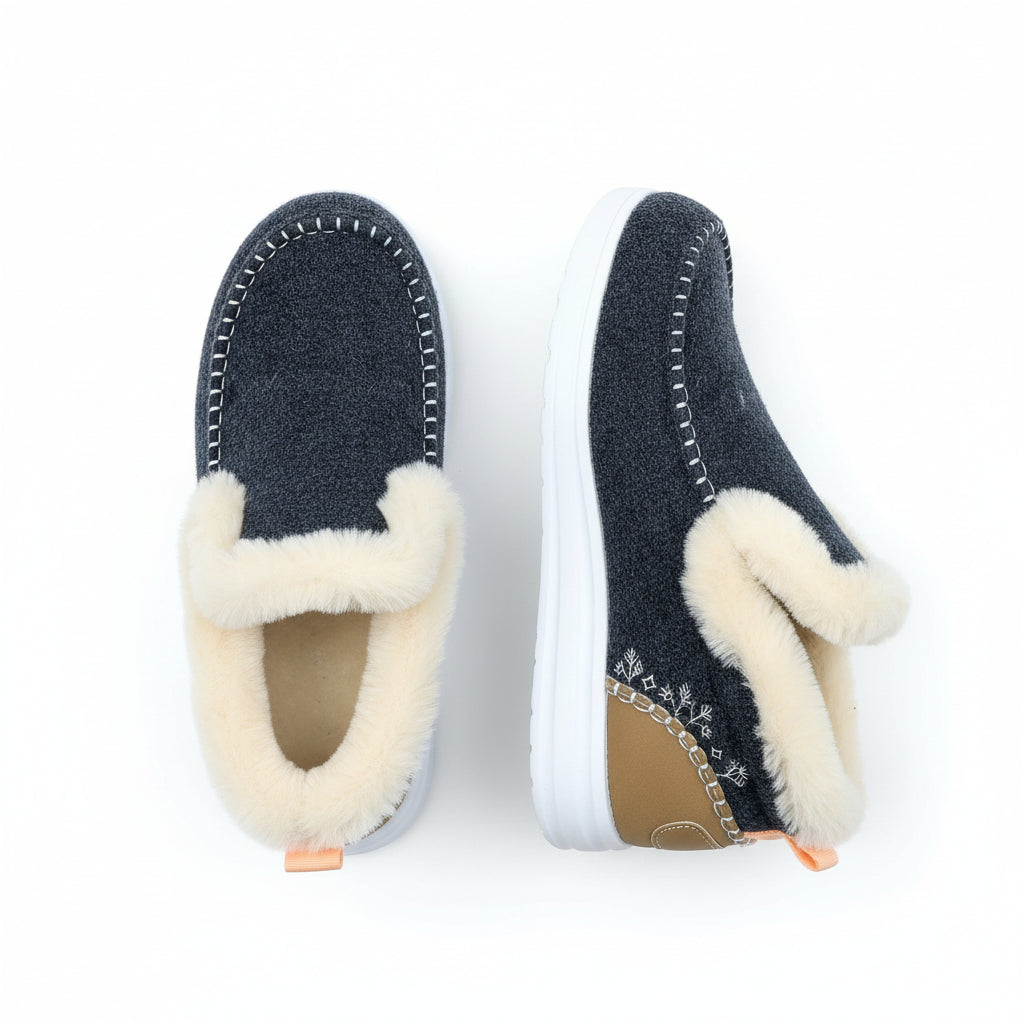 Comfortable Women's Slip-on Ankle Boots with Fleece Lining and Flat Sole-B Unique Fashions