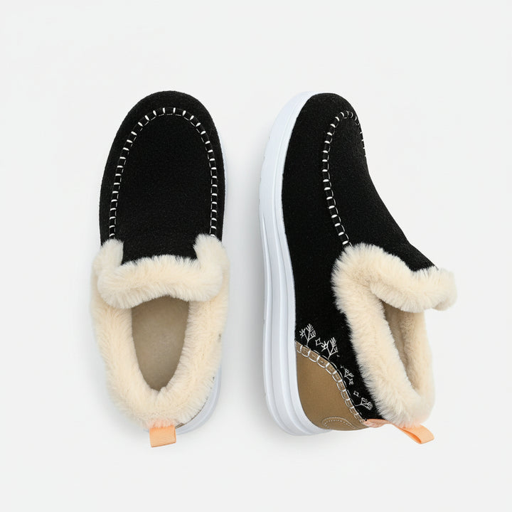 Comfortable Women's Slip-on Ankle Boots with Fleece Lining and Flat Sole-B Unique Fashions