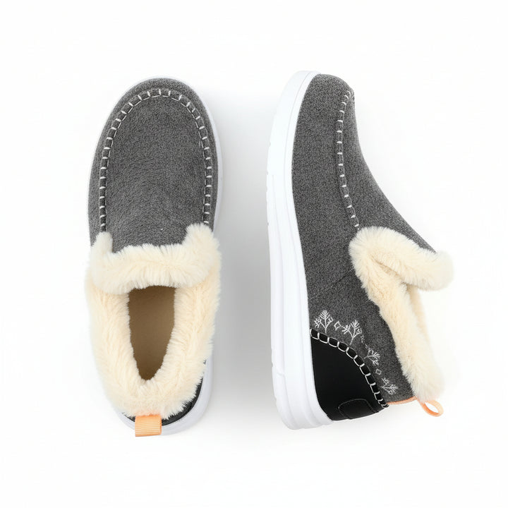 Comfortable Women's Slip-on Ankle Boots with Fleece Lining and Flat Sole-B Unique Fashions