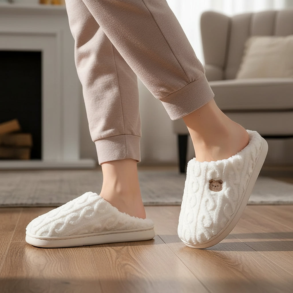 Cozy Teddy Bear Slippers for Unisex Indoor Comfort-B Unique Fashions